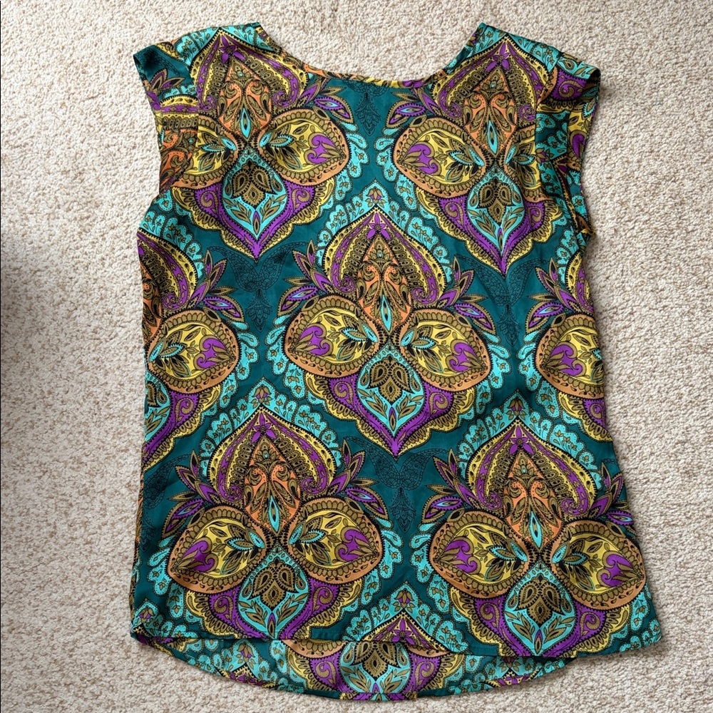 The Limited Teal and Purple Paisley Blouse
